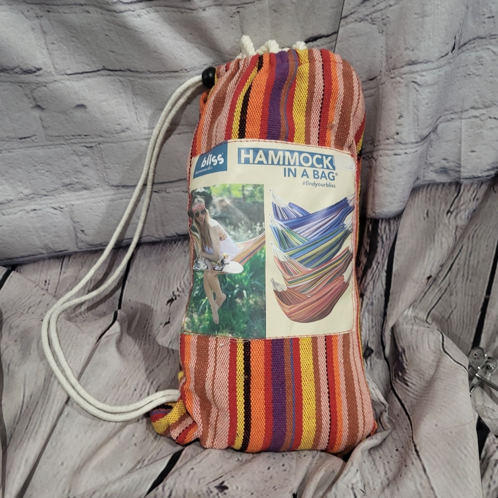 Bliss Hammocks striped in a Decorative Bag. 250lb Cap. New